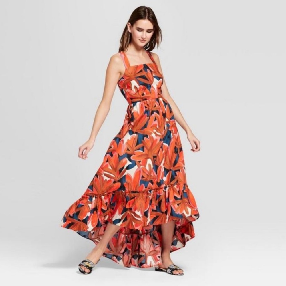 WHO WHAT WEAR DRESS SIZE 1X Colorful high-low midi dress FLORAL DRESS